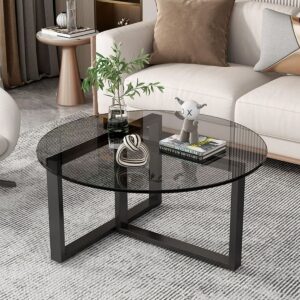 Black Coffee table with Glass Top