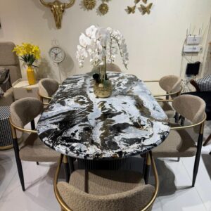 4-Seater Marble Dining Table Set – Premium Design by Handyman